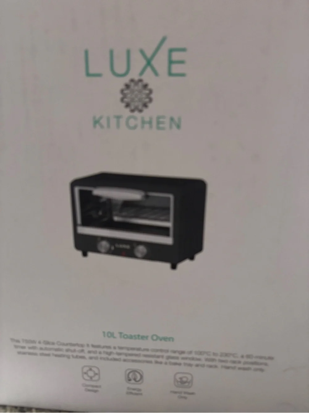 Luxe Black and Silver Compact Countertop Toaster Oven